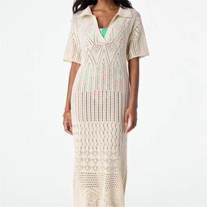 Roller Rabbit Vinnie Caftan Elegant Cream Knit Swim Cover-Up